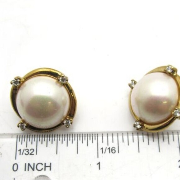 925 Majorica Pearl/Cubic Zirconia Earrings 13.21g - Picture 5 of 6